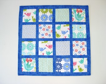 Quilted Table Topper: Spring Floral Table Mat, 20 1/4" Square