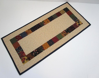 Scrappy Quilted Table Runner: Farmhouse Decor, Country Runner, (14 1/2" X 30 1/2")