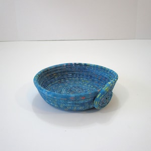 Coiled Fabric Bowl, Fabric Basket, Cotton Rope Bowl,  Fiber Art Bowl, Coiled Rope Basket, Top Diameter 4 1/4 inches.