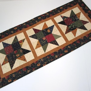 Quilted Table Runner, Farmhouse Table Runner,  Quilted Star Table Runner, Country Table Runner, 16 1/2 x 38 1/2 inches.