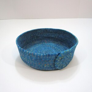 Coiled Fabric Bowl, Fabric Basket, Cotton Rope Bowl,  Fiber Art Bowl, Coiled Rope Basket, Top Diameter 7 1/2 inches.