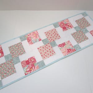 Quilted Table Runner, Summer Table Runner, Floral  Quilted Table Runner, Floral Table Runner, 13 1/2  x 39 1/2 inches.