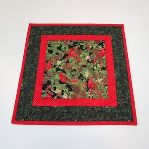 Christmas Quilted Table Topper, Quilted Table Runner, Quilted Winter Table Topper, 15 1/4  x 15 1/4  inches