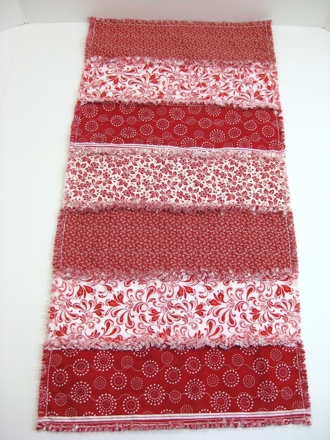 Red Rag Table Runner Quilted Table Runner Table Runner Etsy