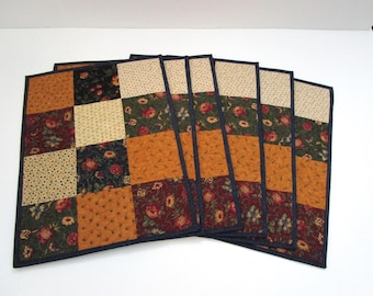 Quilted  Placemats, Patchwork Placemats, Country Placemats. Set Of 6 Place mats, Farmhouse Decor