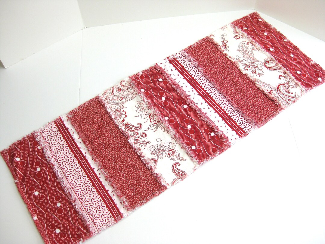 Red Rag Table Runner, Quilted Table Runner, Table Runner, Farmhouse