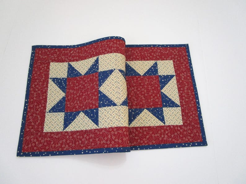 Patriotic Star Quilted Table Runner, Red White Blue (12 1/2" X 28") - Etsy
