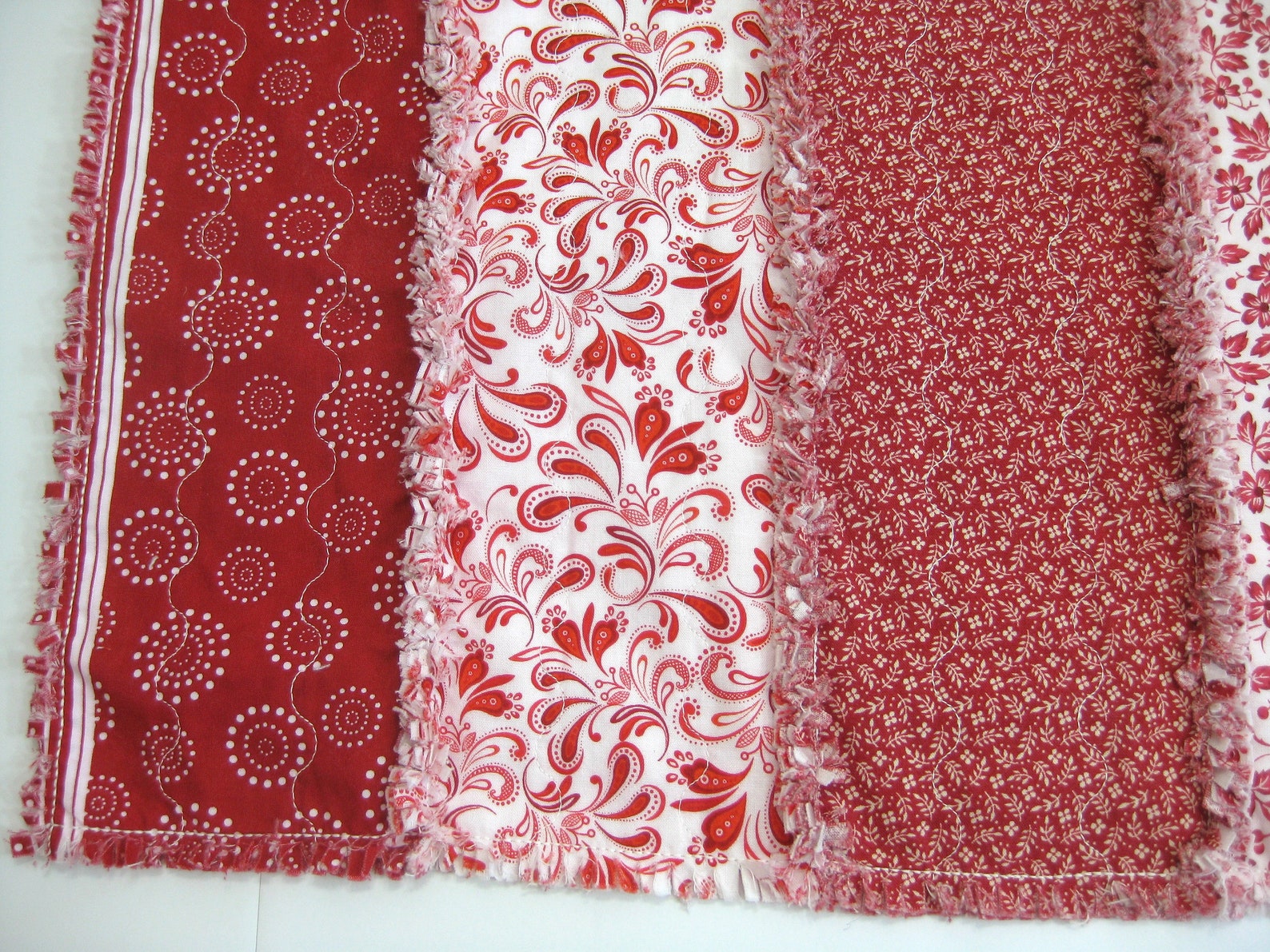 Red Rag Table Runner Quilted Table Runner Table Runner Etsy