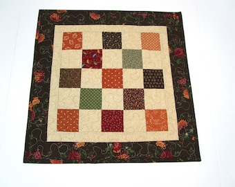 Patchwork Quilted Table Topper: Floral Country Decor (19 1/4 inch)