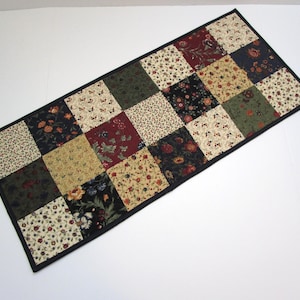 Quilted Table Runner, Patchwork Table Runner,  Quilted Farmhouse Table Runner, 14 x 32 inches.