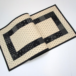 Quilted Table Runner, Scrappy Quilted Table Runner, Quilted Primitive Table Runner, 14 1/2 x 40 1/2 inches. Farmhouse Table Runner