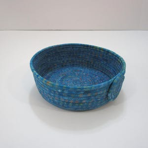 Coiled Fabric Bowl, Fabric Basket, Cotton Rope Bowl,  Fiber Art Bowl, Coiled Rope Basket, Top Diameter 6 1/4 inches.