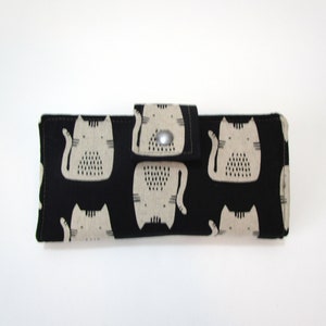 Cartera de gato, cartera de mujer, cartera de tela hecha a mano, cartera vegana