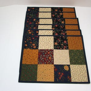 Quilted Patchwork Placemats: Set of 6, Floral Country Decor
