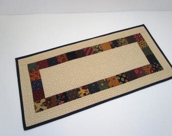 Scrappy Quilted Table Runner: Farmhouse Style, Country Decor, (14 1/2" x 30")