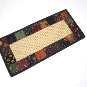 Scrappy Quilted Table Topper: Country End Table Mat (8 1/2 x 18 inches)
