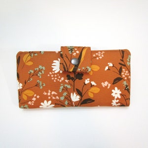 Cartera de dama, Cartera floral para mujer, Embrague bifold, Cartera vegana, Cartera larga