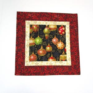 Christmas Quilted Table Topper, Quilted Table Runner, Quilted Winter Table Topper, 15 x 15  inches