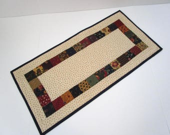 Scrappy Quilted Table Runner: Country Farmhouse Decor, (14 1/2" x 30")