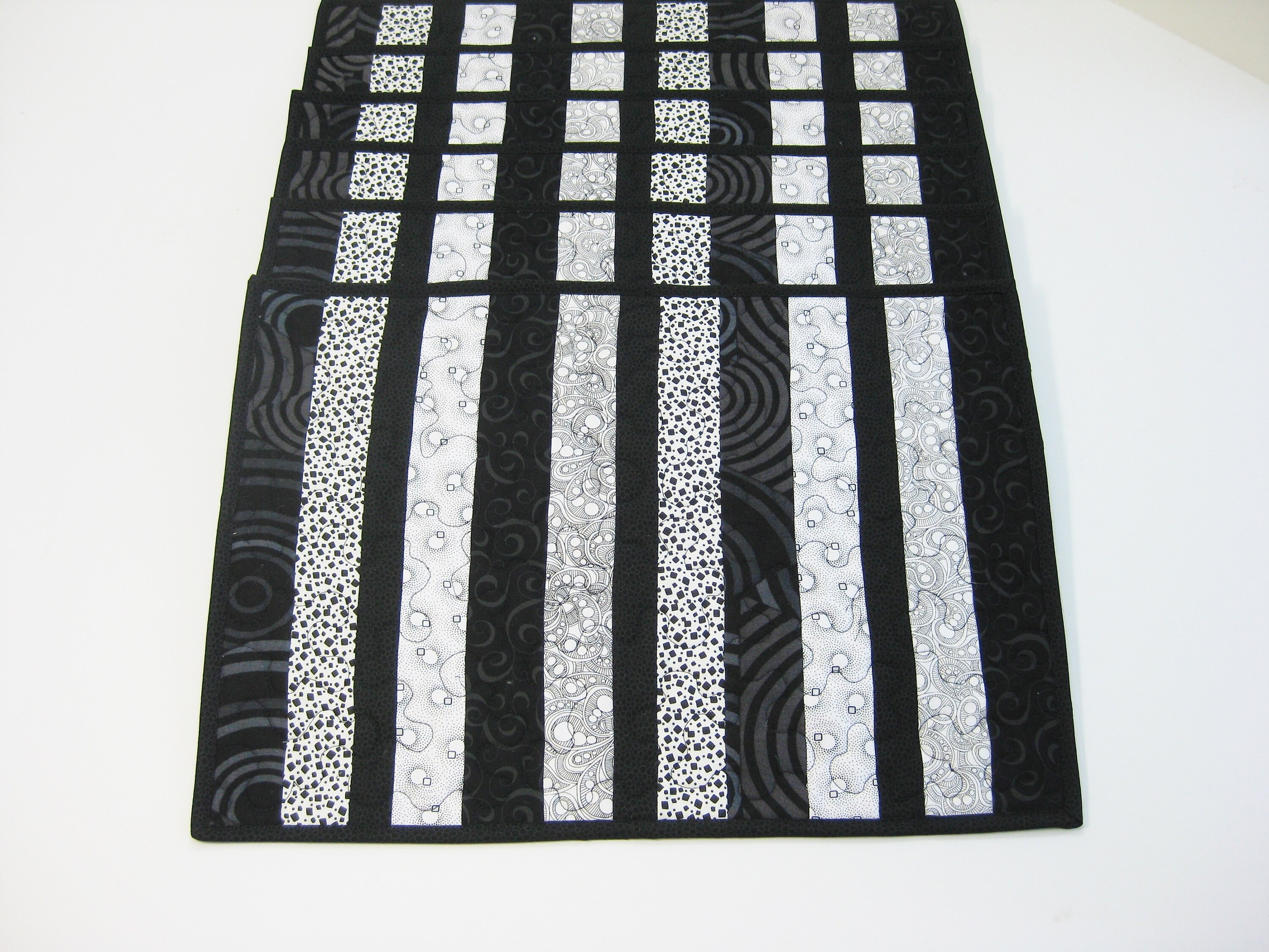 Quilted Placemats Set Of 6 Black Kitchen Placemats Modern Etsy