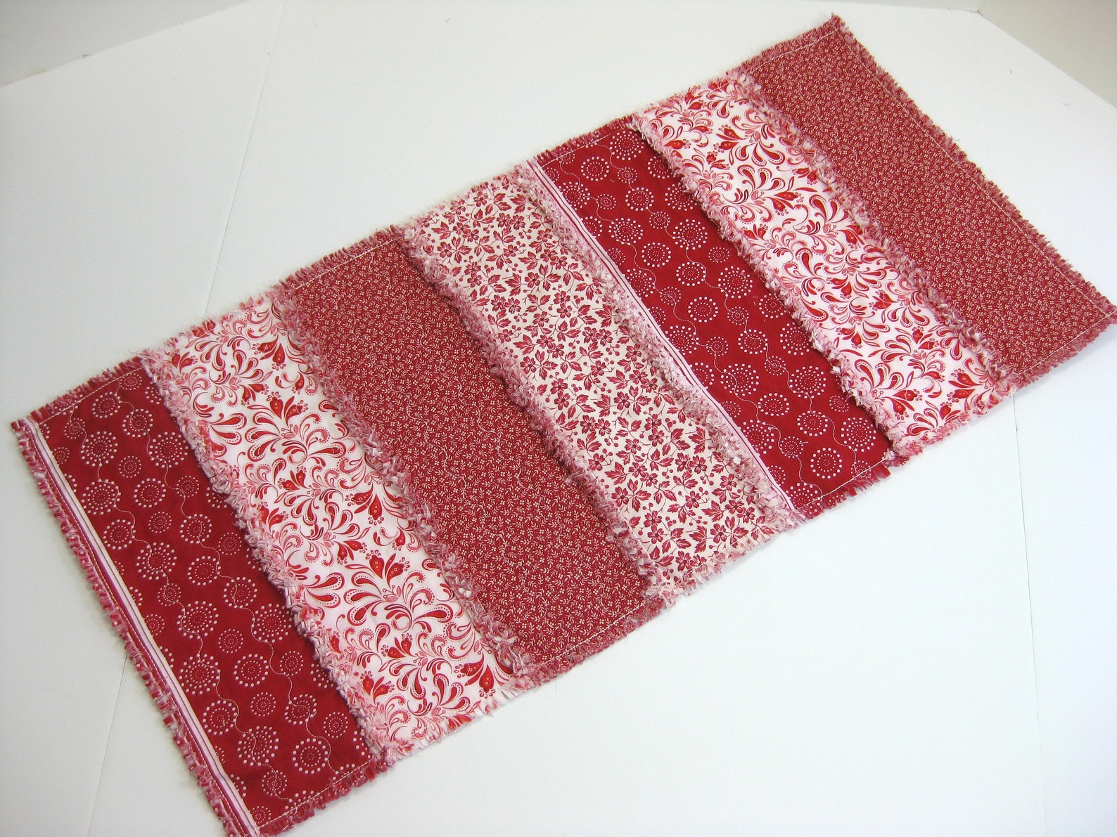 Red Rag Table Runner Quilted Table Runner Table Runner Etsy
