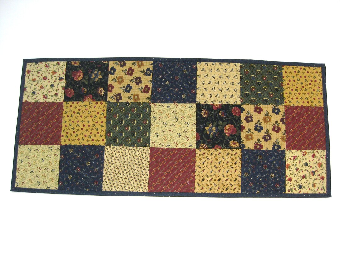 Country Quilted Table Runner Farmhouse Patchwork Table Runner Etsy