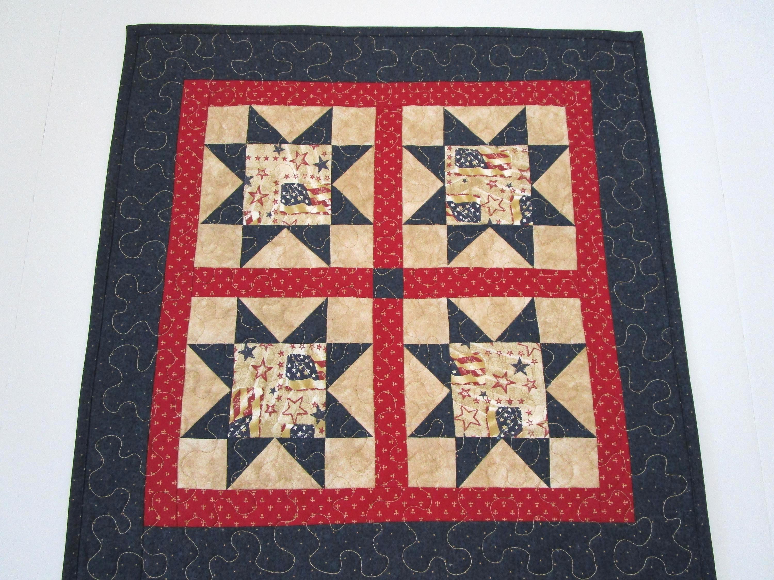 Patriotic Star Quilted Table Topper, Country Decor, Americana Candle ...