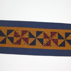 Quilted Table Runner, Pinwheel Farmhouse Runner, Country Quilted Table Runner, Primitive Table Runner,   11 3/4 x 32 1/2.