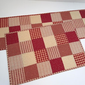 Reserved for Patricia;  Patchwork Quilted Table Runners: Homespun Farmhouse Decor