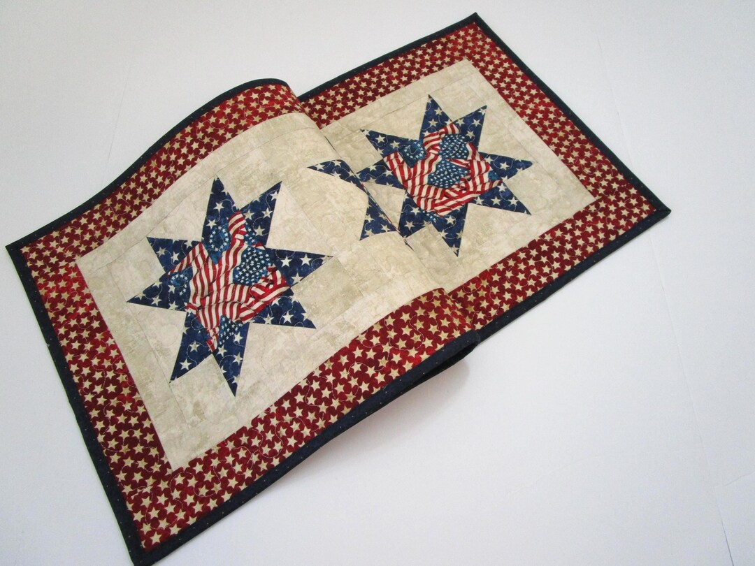 Patriotic Star Quilted Table Runner, Red White Blue (14 1/2" X 42") - Etsy