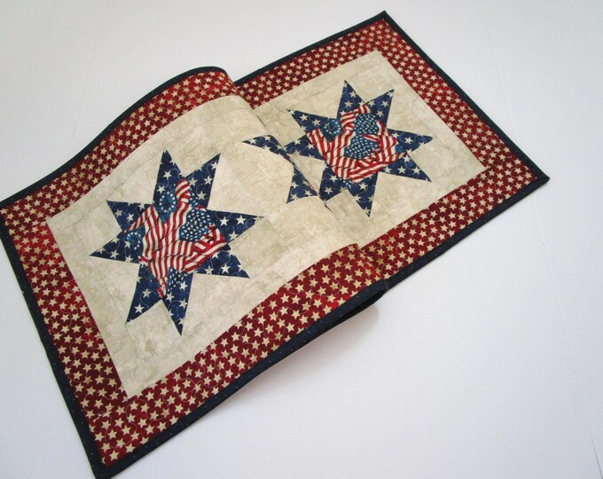 Patriotic Star Quilted Table Runner, Red White Blue (14 1/2" X 42") - Etsy