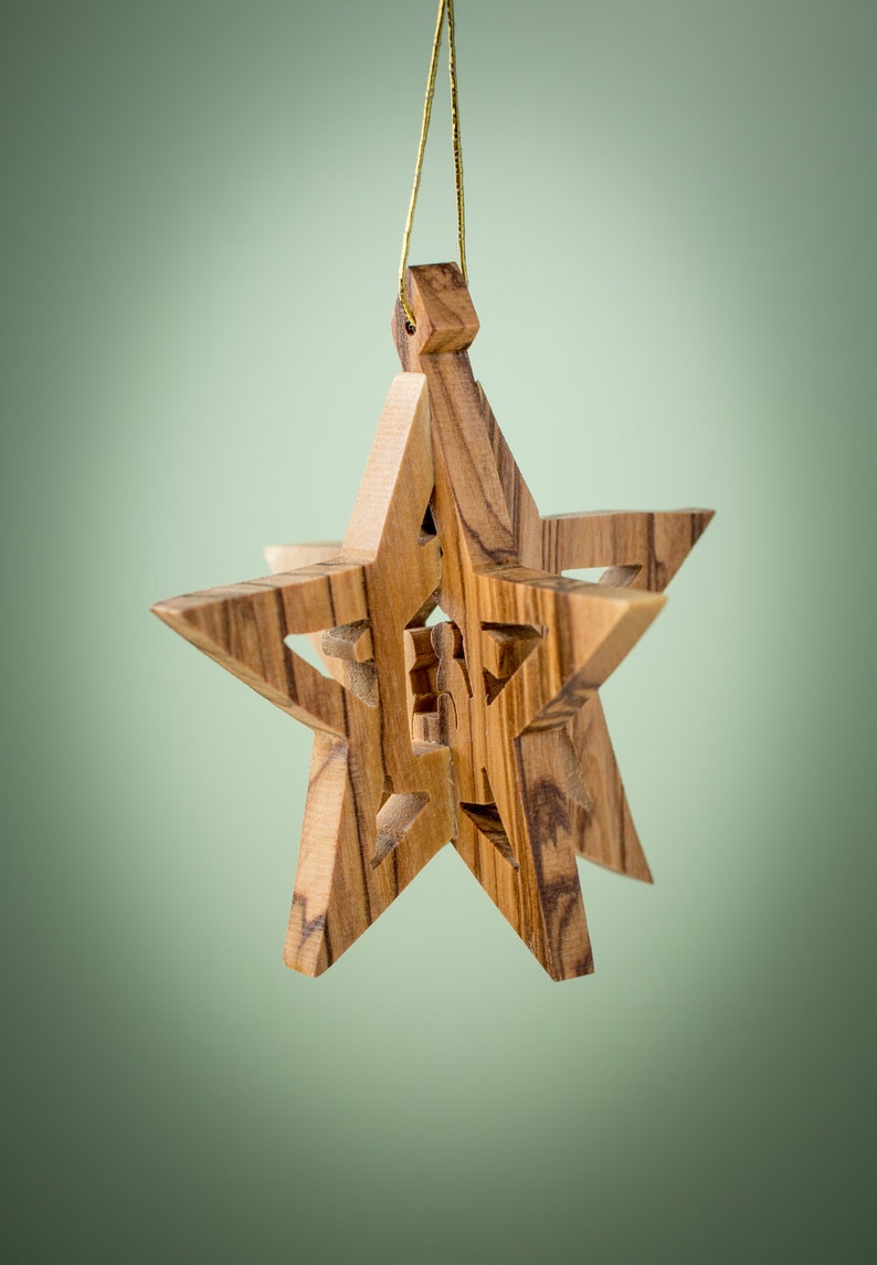 3D08/Olive wood ornament/ hand carved Christmas tree Etsy
