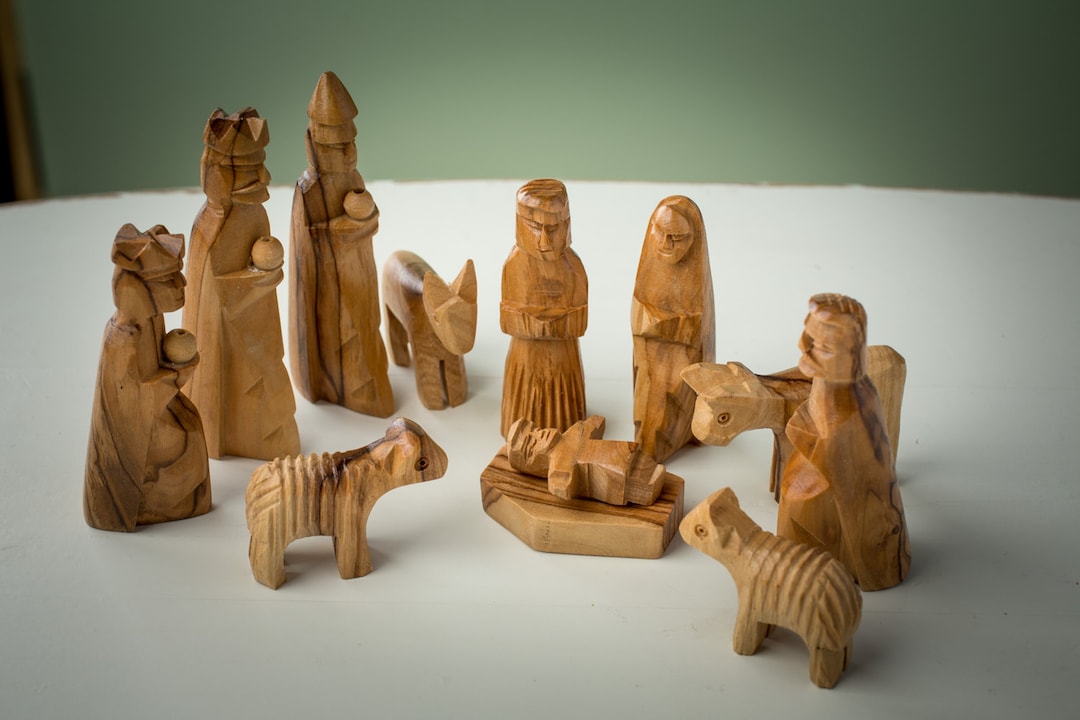 Ns02/olive Wood Nativity Set /carved Nativity/ Holy Land/children's