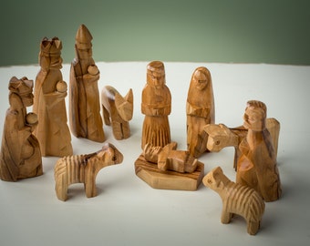 NS02/Olive Wood Nativity set /carved nativity/ Holy Land/Children's Nativity set