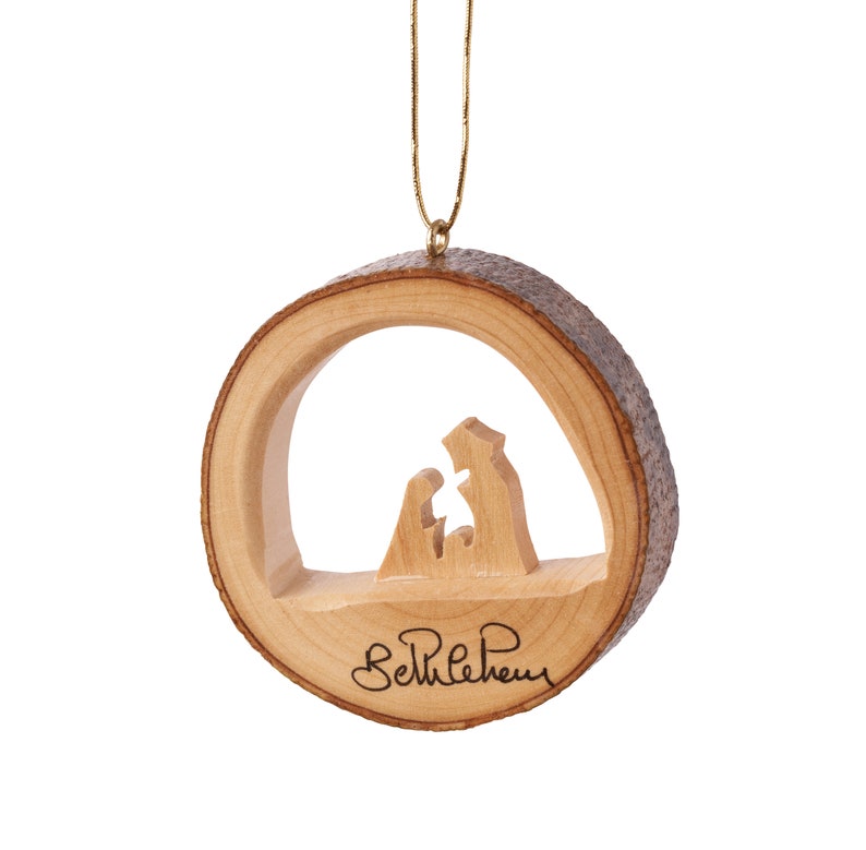 E31Olive wood ornament hand carved Christmas tree ornamentBethlehemHoly Land