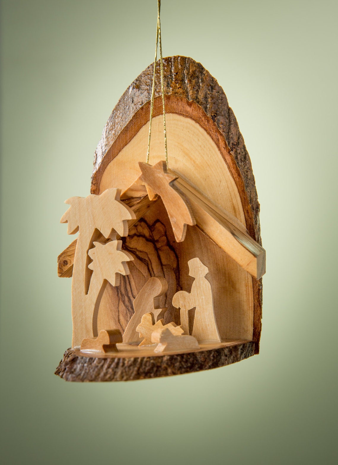 E10B/Olive wood ornament/ hand carved Christmas tree Etsy