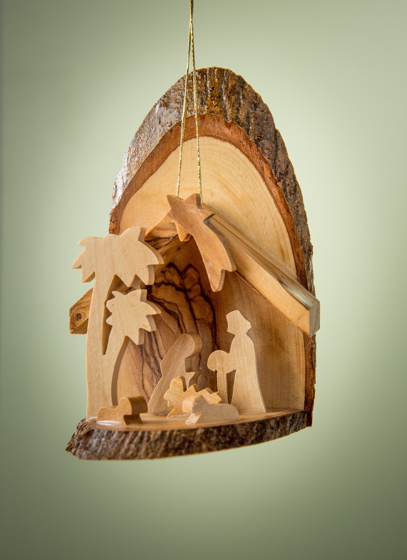 E10B/Olive wood ornament/ hand carved Christmas tree Etsy