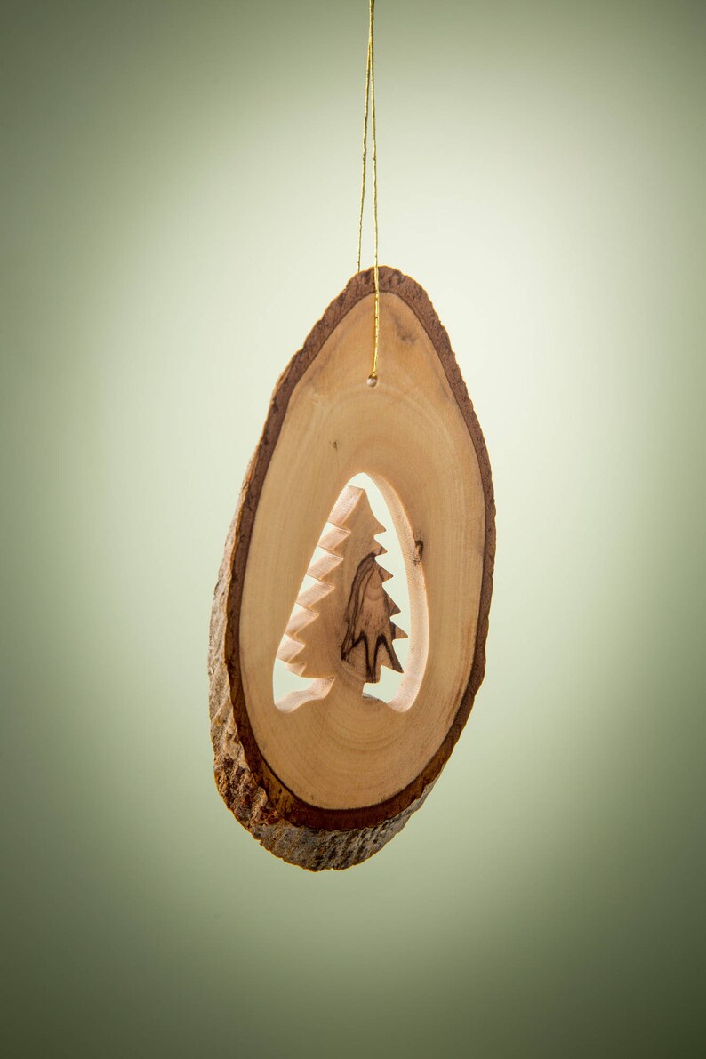 W26/olive Wood Ornament/ Hand Carved Christmas Tree  Etsy