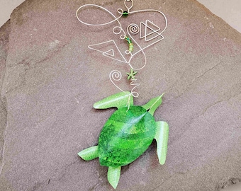 Sea Turtle Ornament, Hanging Mobile, Turtle Lover Gift, Whimsical Sculpture, Turtle Ornament, Christmas Gift, Turtle Home Decor