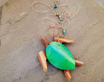 Sea Turtle Gift, Turtle Ornament, Ocean Art, Sea Turtle Sculpture, Original Art, Mobile Art, Turtle Gifts, Boho Art
