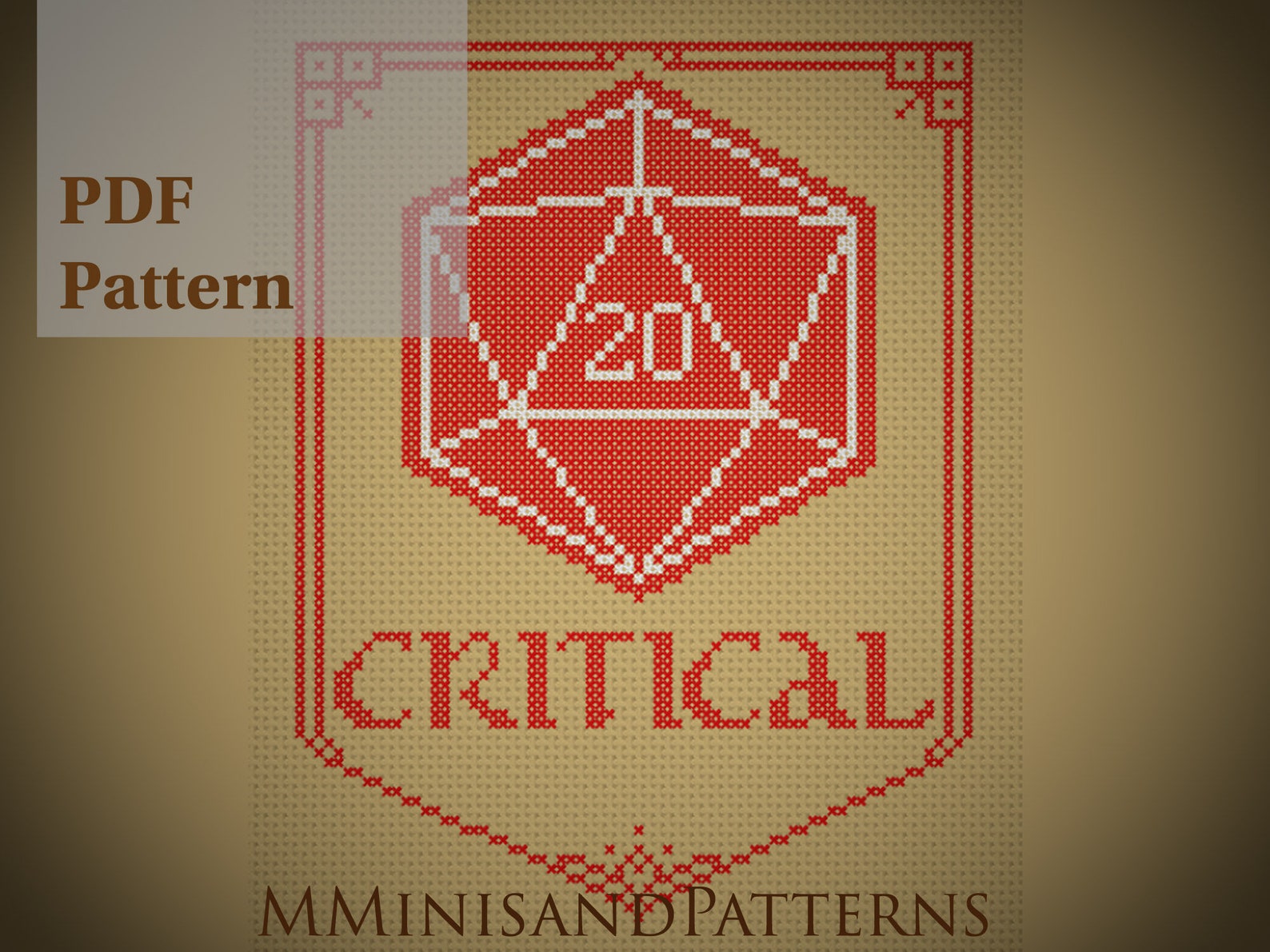 Critical d20 Cross Stitch Pattern Banner | Etsy