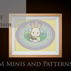 Lavender Rabbit Cross Stitch Pattern