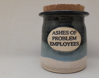 ASHES OF PROBLEM CUSTOMERS  Word Jar New in Box Muddy Waters Pottery 