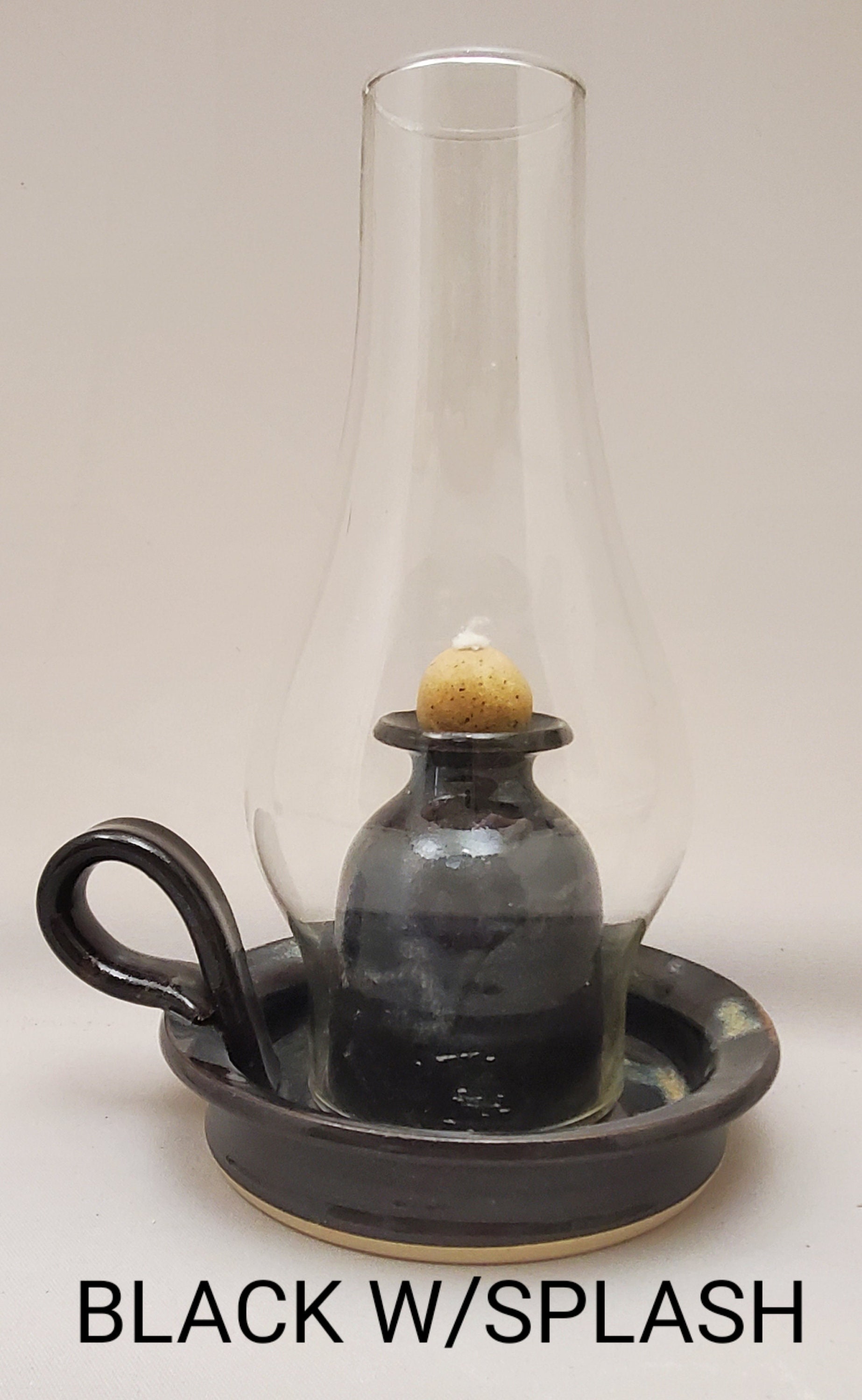 Antique Alcohol Lamp with Wick, Screw on Metal Lid with Cap