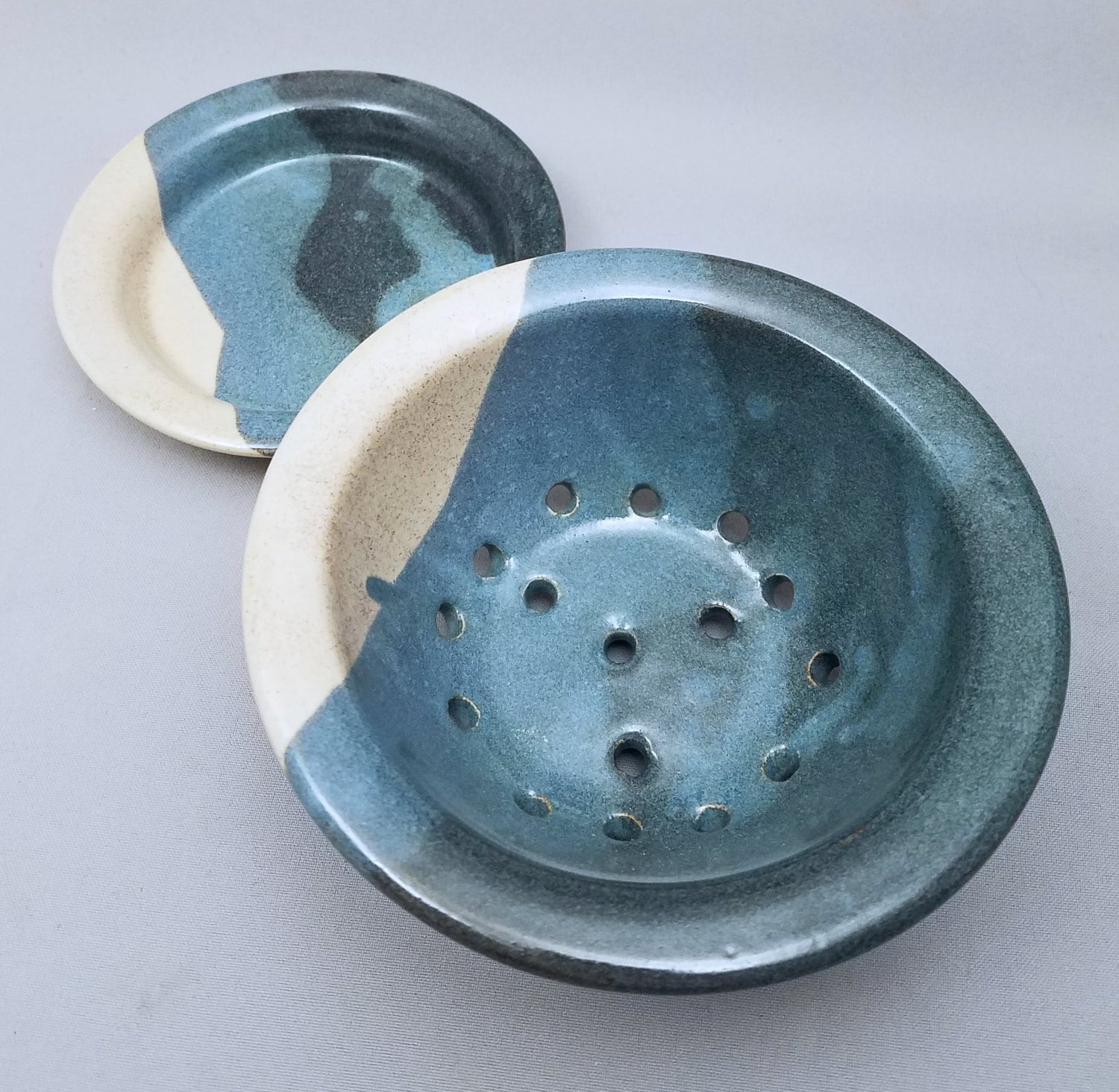 Berry Washer, Mini Colander Bowl with Matching Plate,  Pottery Strainer, Ceramic, Great Handmade   Gift, by Stegall's Pottery