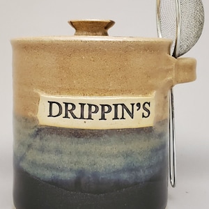 Grease Jar, DRIPPIN&#39;S Jar, Pottery, Ceramic, Drippings Container, Grease Pot Bacon Grease Holder Bacon Drippings Keeper Container for Grease