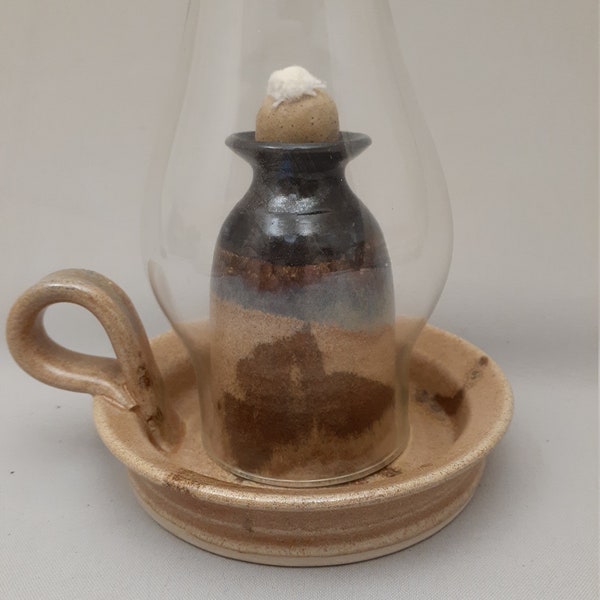 Pottery Oil Lamp Etsy