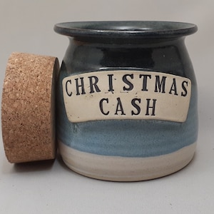CHRISTMAS CASH Jar, Jar For Cash Received, Jar For Giving Christmas Money, Christmas Savings Jar, Cute Ceramic Bank, lidded  Candy Container