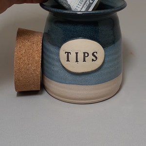 TIPS Jar, Money For TIPS, Good Service Tips Jar, Coin Container,Candy Container, Sayings Jar, Coin Jar Humerous Pottery Jar, Waitress Waiter