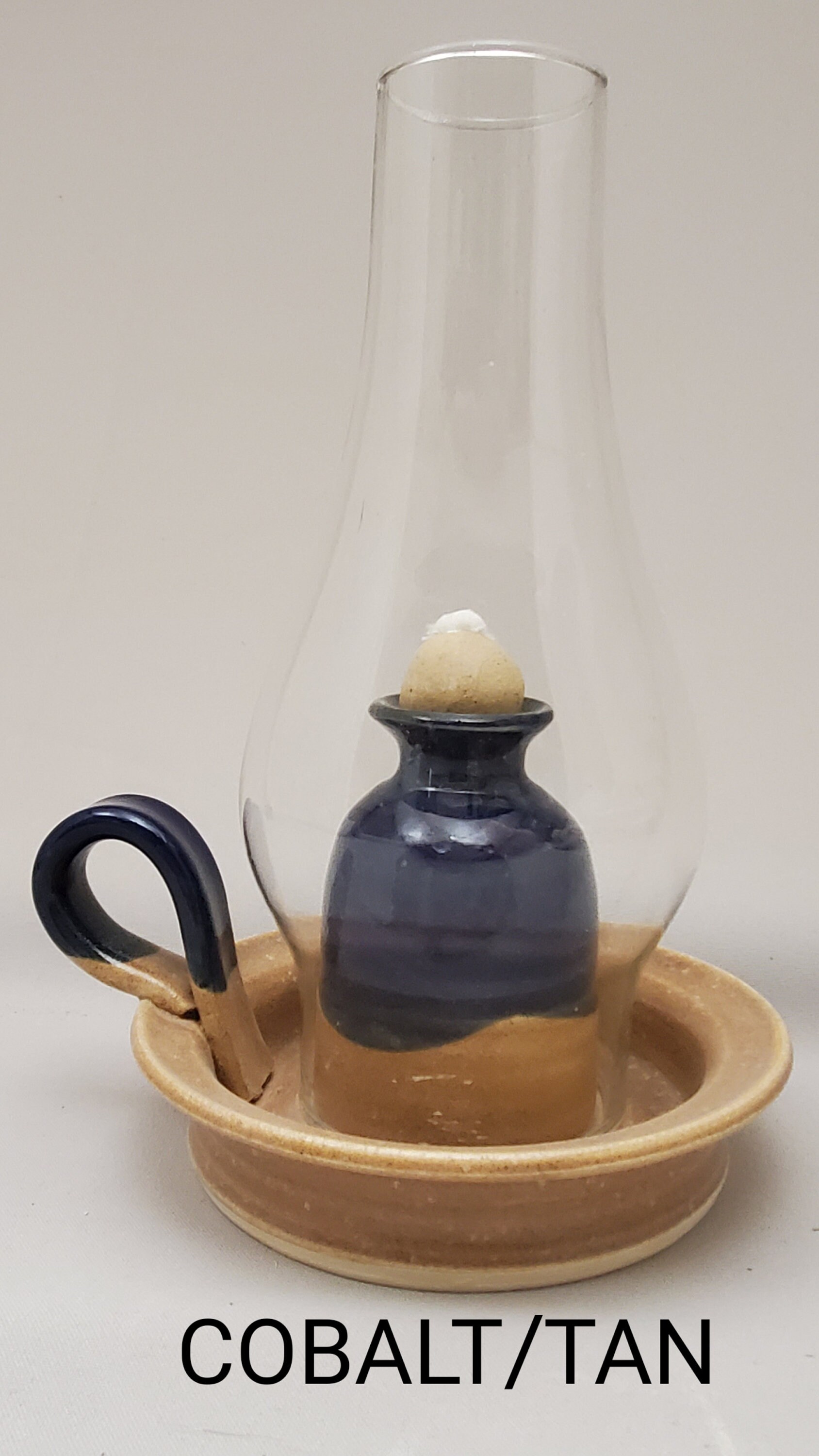 Antique Alcohol Lamp with Wick, Screw on Metal Lid with Cap